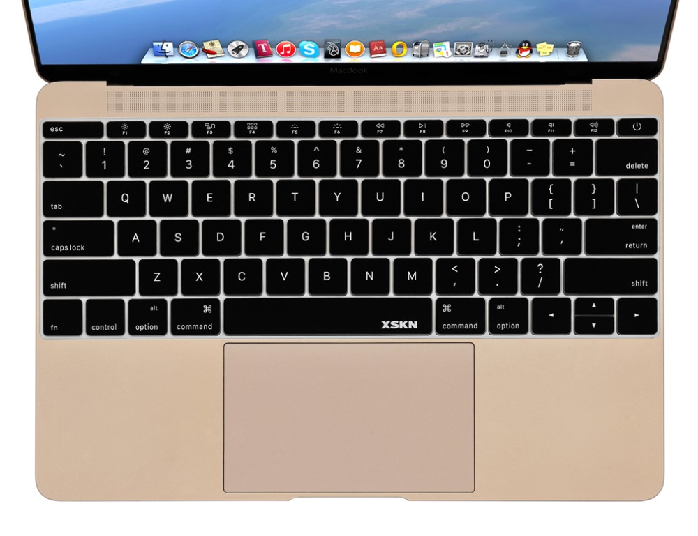 XSKN English Keyboard Cover US Layout Silicon Skin Protector for Macbook 12 A1534 & For 2016 New Macbook 13 A1708 No Touch ID